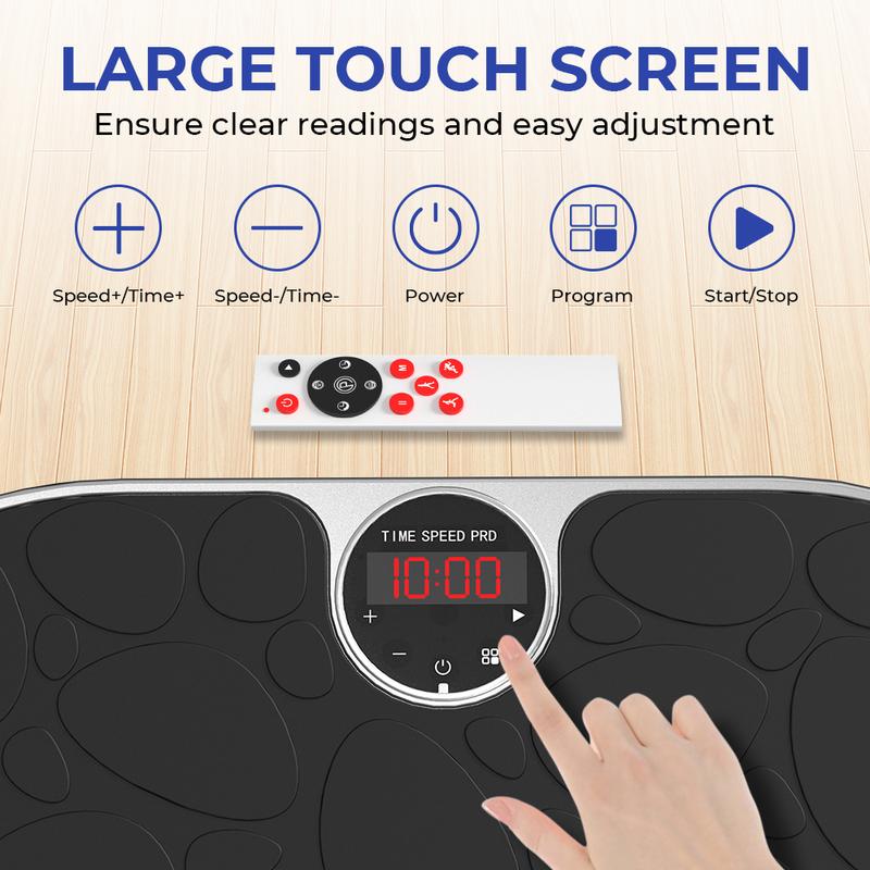 RELIFE REBUILD YOUR LIFE Vibration Plate Exercise Machine Vibration Platform with Loop Bands Remote Control for Lymphatic Drainage Whole Body Workout