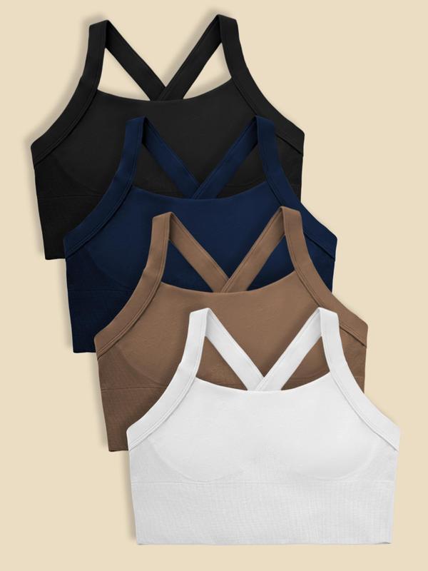 Women's Solid Criss Cross Cut Out Sports Running Vest, Back To School Sleeveless Workout Crop Top, Running Vest for Women, Ladies Sportswear Clothes for Yoga Gym Running Tennis Pickleball