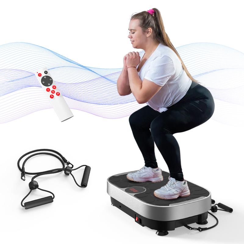 RELIFE REBUILD YOUR LIFE Vibration Plate Exercise Machine Vibration Platform with Loop Bands Remote Control for Lymphatic Drainage Whole Body Workout