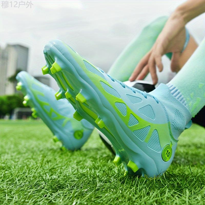 Professional High Top FG Football Boots, Breathable Lace Up Anti-skid Soccer Cleats for Men, Outdoor Summer Rainy Day Training and Competition