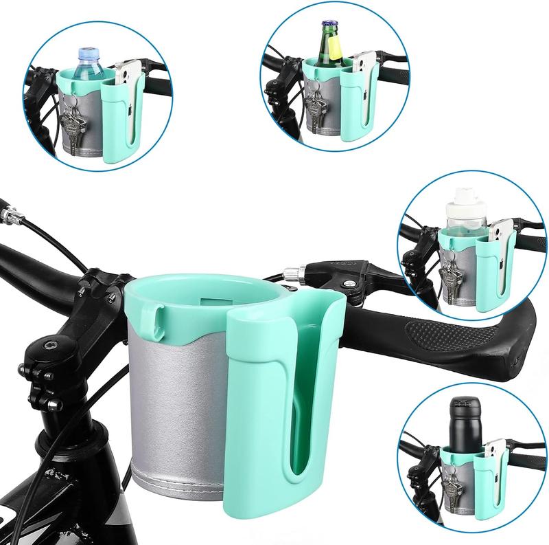 3-in-1 Bike Cup Holder with Phone & Key Storage - Universal Drink Holder for Bicycles, Motorcycles, Scooters in Grey Green