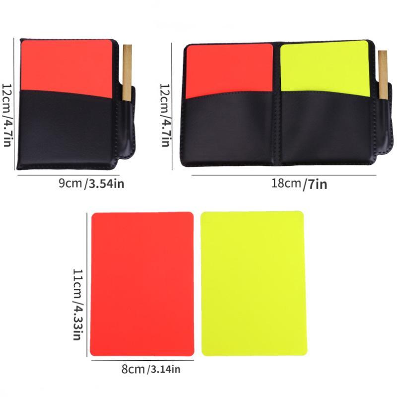 Football Referee Wallet, 1 Set PU Leather Football Card Holder with Red & Yellow Card & Pen, Football Card Storage Bag for Competition Game