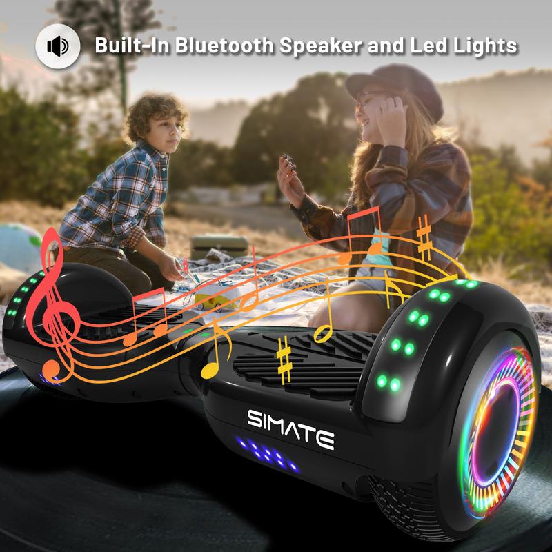 Smart Bluetooth with LED Cool light Scooter Christmas gift, support mobile APP operation, equipped with built-in Bluetooth speaker,three-speed function,high-performance 6.5-inch solid explosion-proof rubber wheels, UL2272 certified, Black Friday Discounts