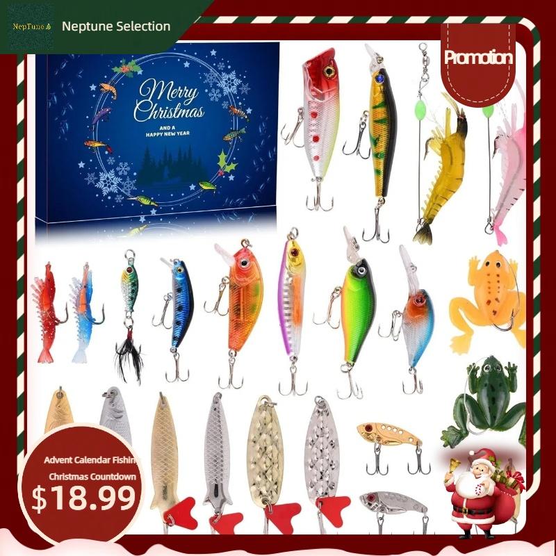 [Black Friday] Fishing Lures 24 PCS Advent Calendar Fishing Christmas Countdown - 24 Days Fishing Lures Set for Fisher Adult Men Teen Boys - 2024 Xmas Surprise Gift