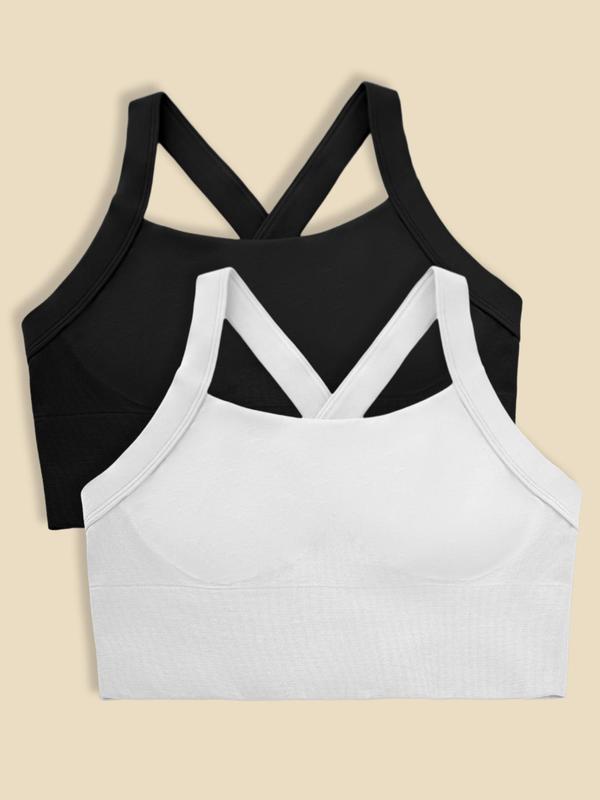 Women's Solid Criss Cross Cut Out Sports Running Vest, Back To School Sleeveless Workout Crop Top, Running Vest for Women, Ladies Sportswear Clothes for Yoga Gym Running Tennis Pickleball