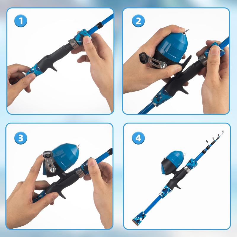 Kids Fishing Pole Kit SetPortable Telescopic Fishing Rod and Reel Combo Full Kits for Boys, Girls, Beginner, Youth