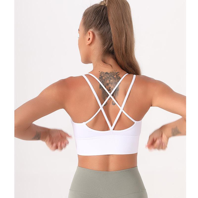 Cross Back Sport Bras Padded Strappy Criss Cross Cropped Bras for Yoga Workout Fitness Low Impact women exercise cycling clothing compression training