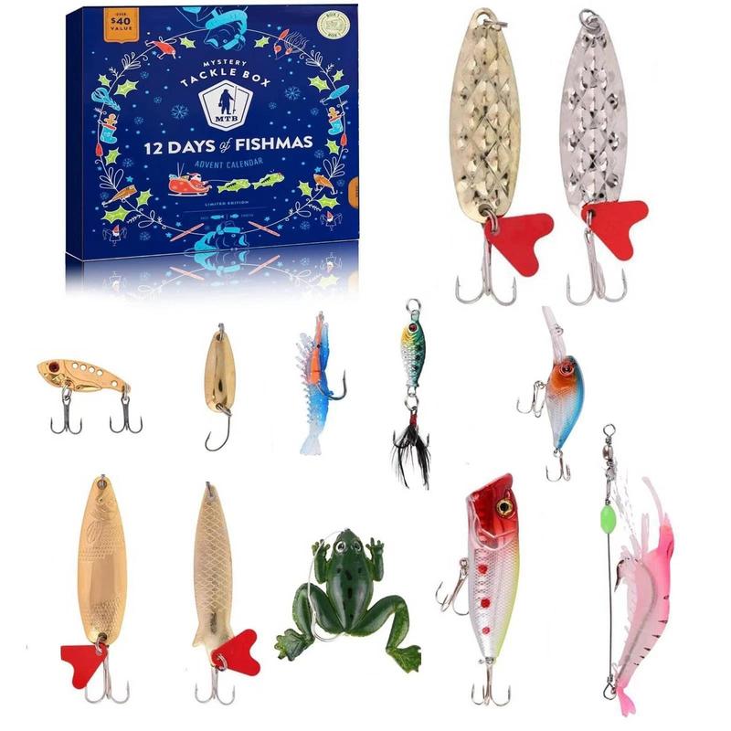 [Black Friday] Fishing Lures 24 PCS Advent Calendar Fishing Christmas Countdown - 24 Days Fishing Lures Set for Fisher Adult Men Teen Boys - 2024 Xmas Surprise Gift