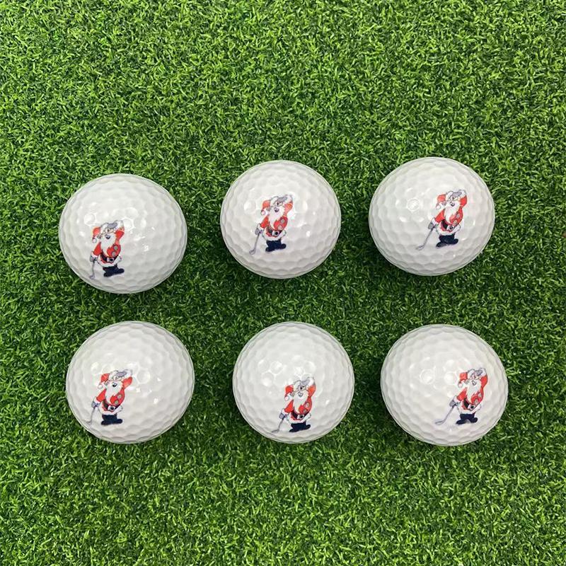 Santa Claus Pattern Golf Ball, 6 Counts set Golf Two-tier Ball, Golf Ball for Outdoor Sports, Golf Accessories for Men & Women