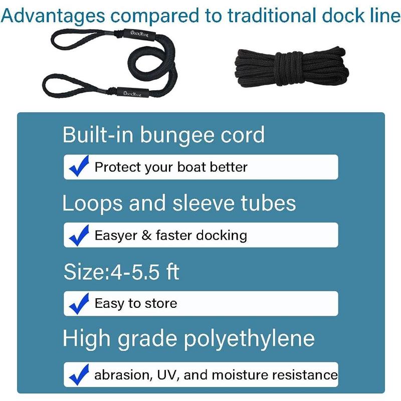 Bungee Dock lines for Boat Shock Absorb Dock Tie Mooring Rope Boat Accessories