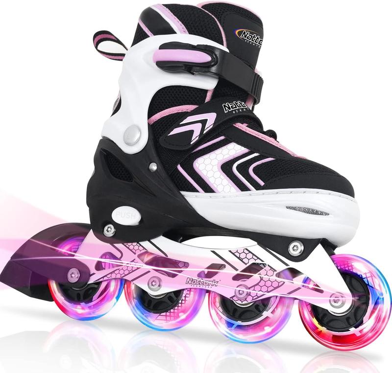 Nattork Adjustable Inline Skates for Kids - Pink - Model 901