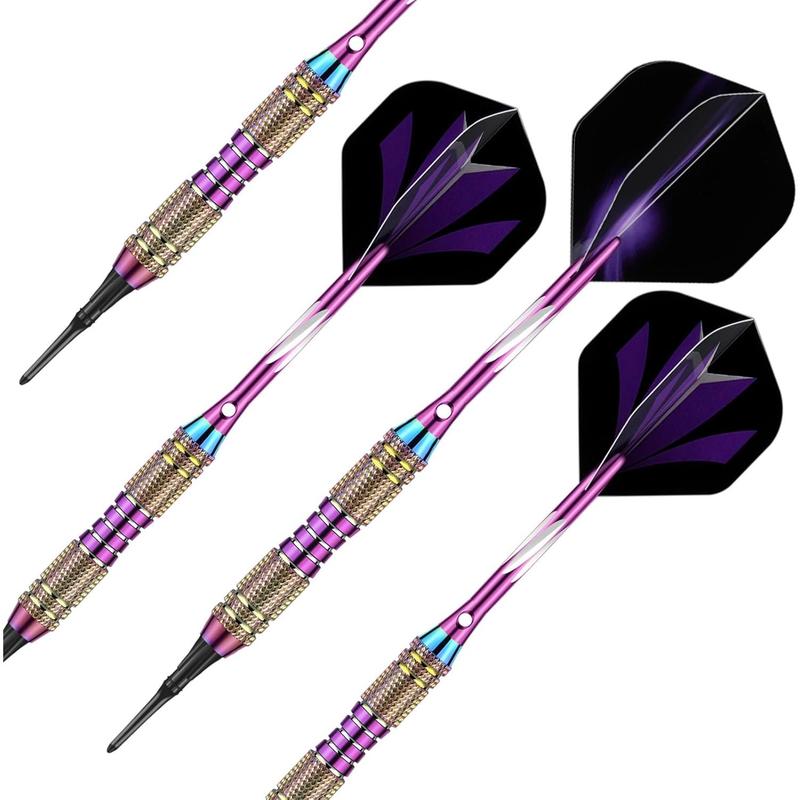 HZB Soft tip Darts Set 18 20 Grams - Professional Darts Plastic Tip with Brass Barrel + Aluminum Shafts + 50 Rubber o-Ring + 6 Flights +50 Soft Tips for Electronic Dartboard