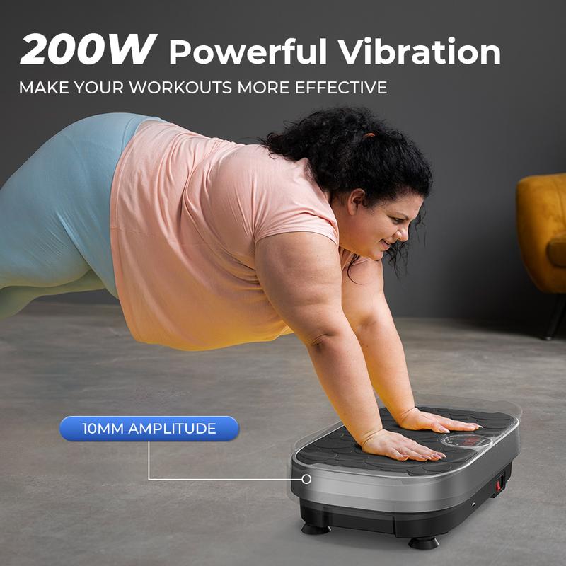 RELIFE REBUILD YOUR LIFE Vibration Plate Exercise Machine Vibration Platform with Loop Bands Remote Control for Lymphatic Drainage Whole Body Workout