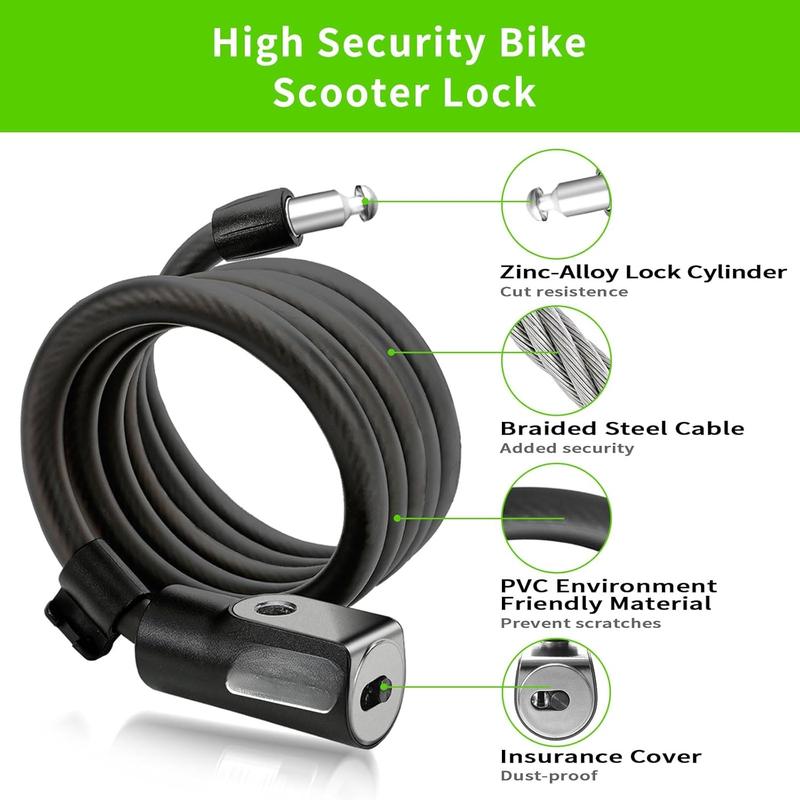 Electric Scooter Lock,  4  Scooter Lock with 2 , Scooter Lock Anti   Lock with Mounting Bracket and Cloth Bag, Lock for Electric Scooter Road Bike Mountain Bike Scooter