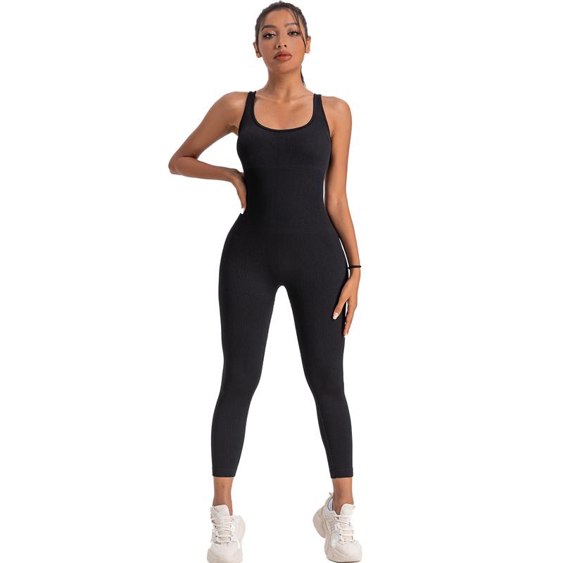 Workout Seamless Jumpsuits Yoga Ribbed One Piece Tank Tops Rompers Sleeveless Exercise Jumpsuits Tracksuit Womenswear Women Overalls Sporty Fashion