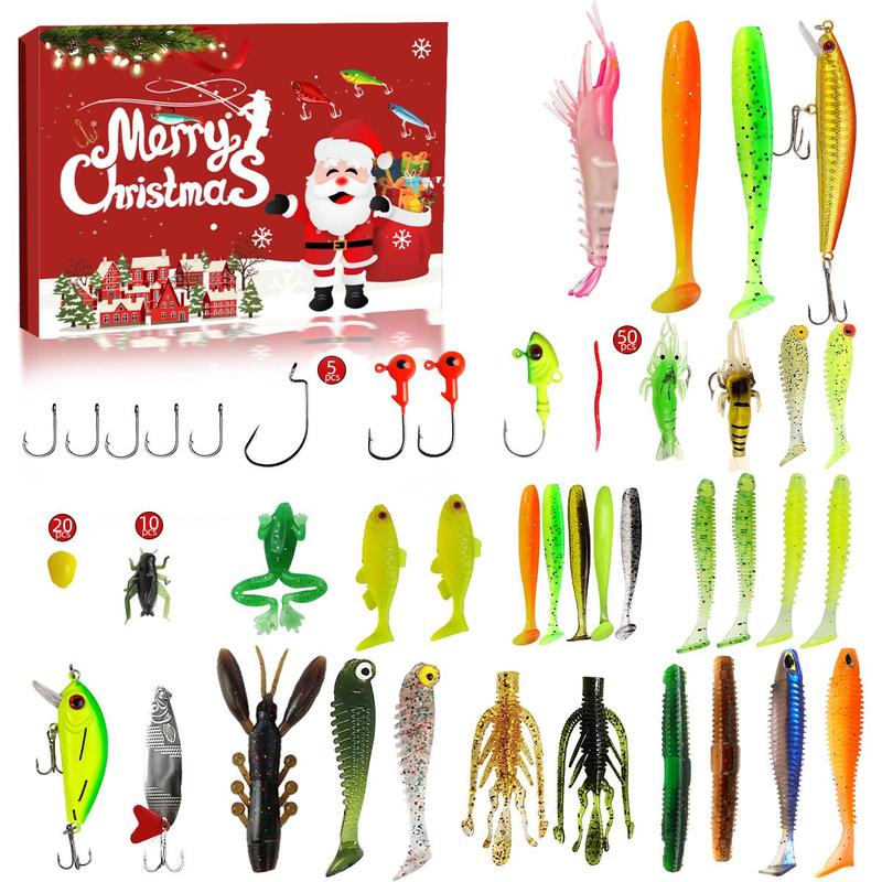 Random Color Fishing Lure Set, 1 Set Fishing Lure Kit with Storage Box, Christmas Flip-Top Mystery Box, Perfect for Anglers & Outdoor Enthusiasts, Christmas Gift