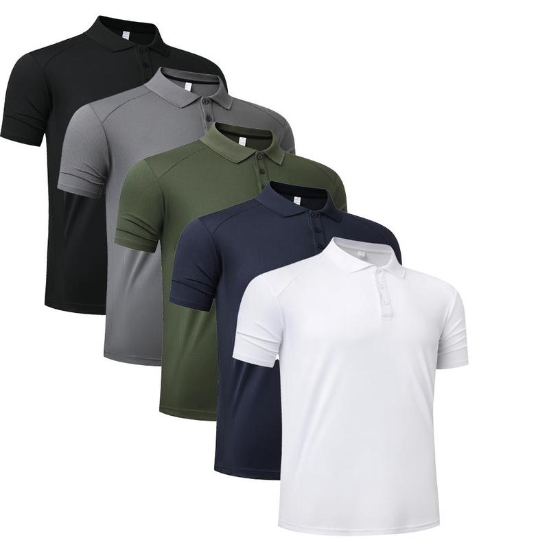 Men's Solid Colour Polo Shirt,Versatile Men's Clothing, Business Sports Men's Tops, High Performance Breathable Sweat Wicking Moisture Tops