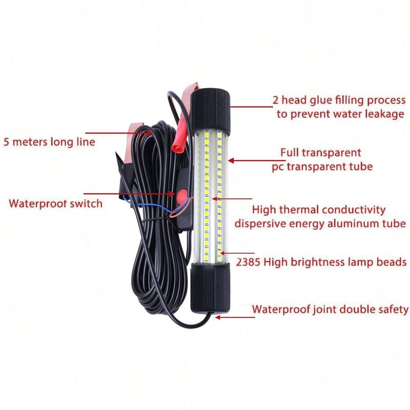 12V-24V LED Fishing Light, 1 Count Underwater Fishing Light, Night Fishing Light, Raft Fishing Light, Fishing Accessories for Outdoor