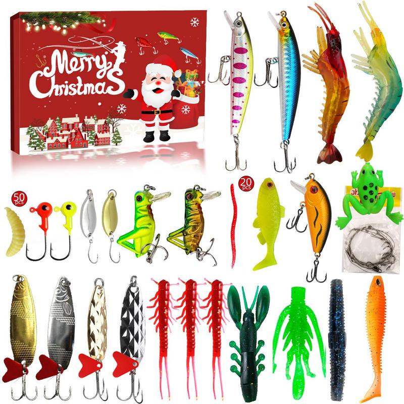 Random Color Fishing Lure Set, 1 Set Fishing Lure Kit with Storage Box, Christmas Flip-Top Mystery Box, Perfect for Anglers & Outdoor Enthusiasts, Christmas Gift