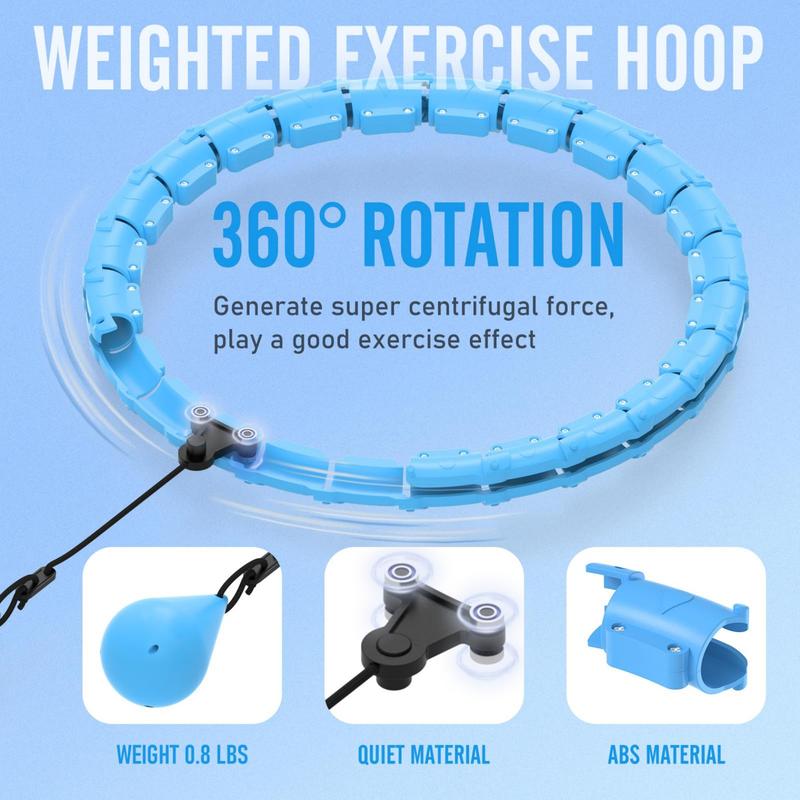 Weighted Hula Circle Hoops for Adults, Fitness Hoop Plus Size 47 Inch, 24 Detachable Links, Exercise Hoop Suitable for Women and Beginners