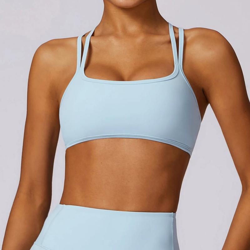 Solid Color Back Cross Straps Women’s Sports Bra