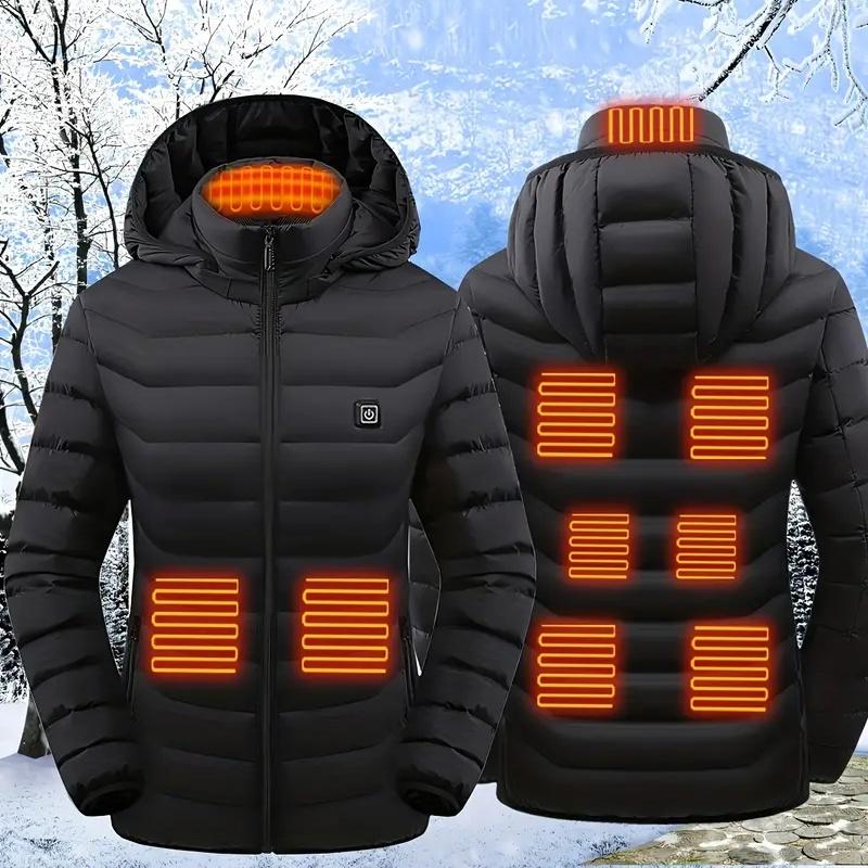 USB Heated Jacket with Detachable Hood for Outdoor Sports and Cold Weather Conditions outdoor job