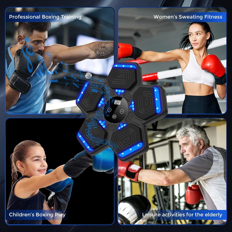 2024 Music Boxing Machine with Boxing Gloves, Smart Bluetooth Boxing Machine with LED Electronic Wall Mounted, Music Boxing Target Workout Punching Equipment for Home(Upgrade)