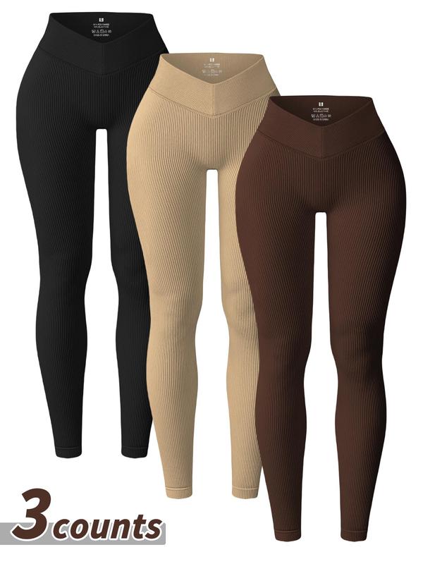 Women's Solid Color High Waist Sports Leggings, Breathable Comfortable High Stretch Yoga Leggings,  Leggings for Women,  Ladies Sportswear for Indoor Outdoor Wear