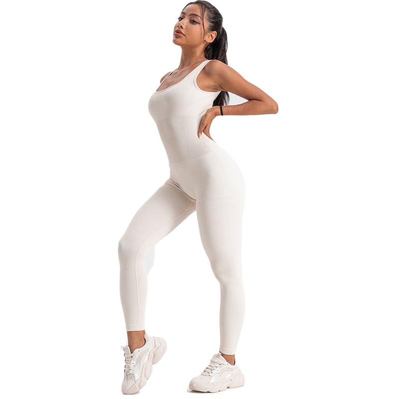 Workout Seamless Jumpsuits Yoga Ribbed One Piece Tank Tops Rompers Sleeveless Exercise Jumpsuits Tracksuit Womenswear Women Overalls Sporty Fashion