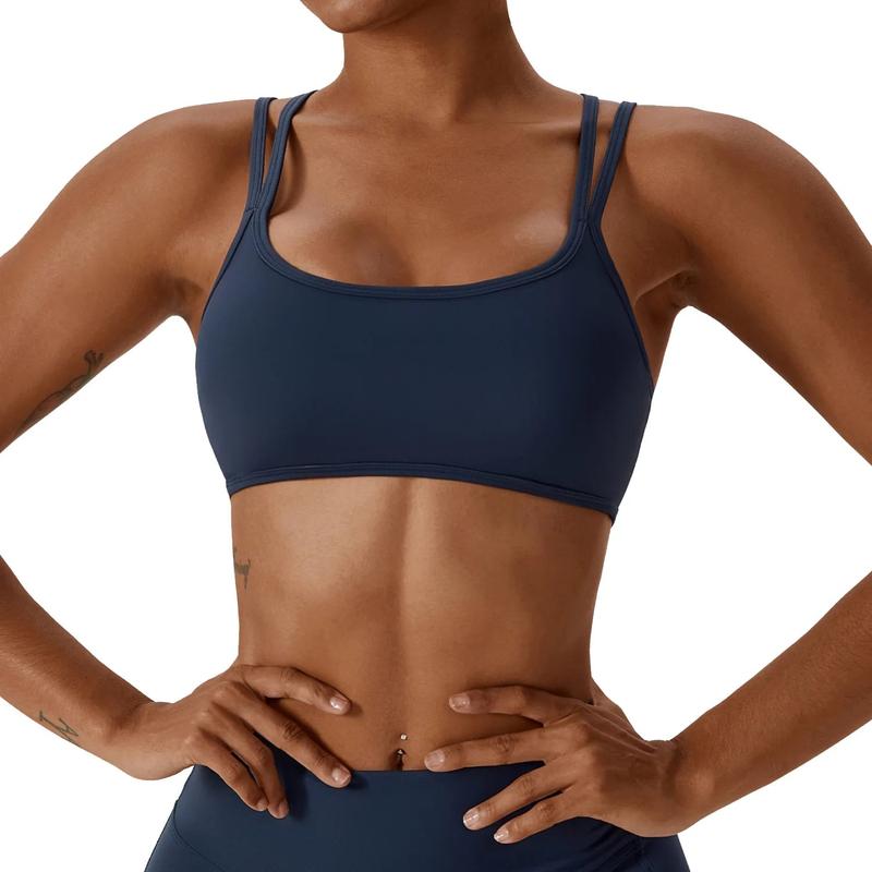 Solid Color Back Cross Straps Women’s Sports Bra