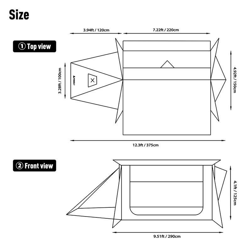 Camping Hot Tent 4 Season Tent, STOVEHUT 70 3.0 Shelter with 2 Tarp Poles and Tent Poles for 1-2 Person Hiking, Backpacking