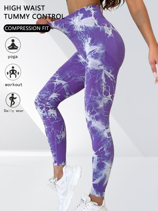 Sporty Women's Tie Dye Print High Waist Sports Leggings, Casual Comfy Breathable Skinny Pants for Yoga Gym Workout Running, Ladies Sportswear for All Seasons