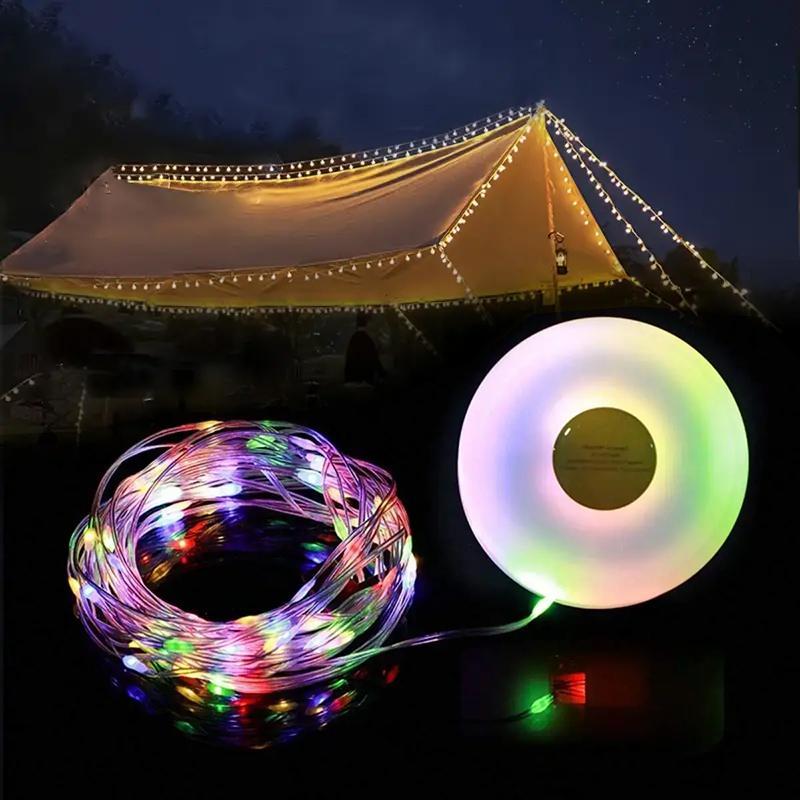 Portable LED String Light, Rechargeable Multifunctional Camping Light and Atmosphere String Light, Adjustable Lighting Mode Camping Hiking Tent Light