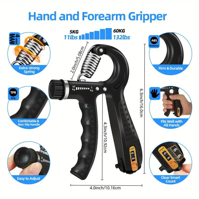 6pcs set Grip Strength Trainer Kit with Adjustable Hand, Forearm Gripper, Hand Extension Exerciser, Finger Exerciser, Grip Ring & Grip Ball