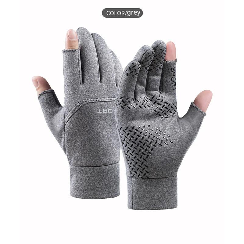 Winter Fishing Men's Gloves Women Cycling Warm Anti-Slip Gloves for Fishing Sports Touch Screen Two Fingers Cut Outdoor Angling