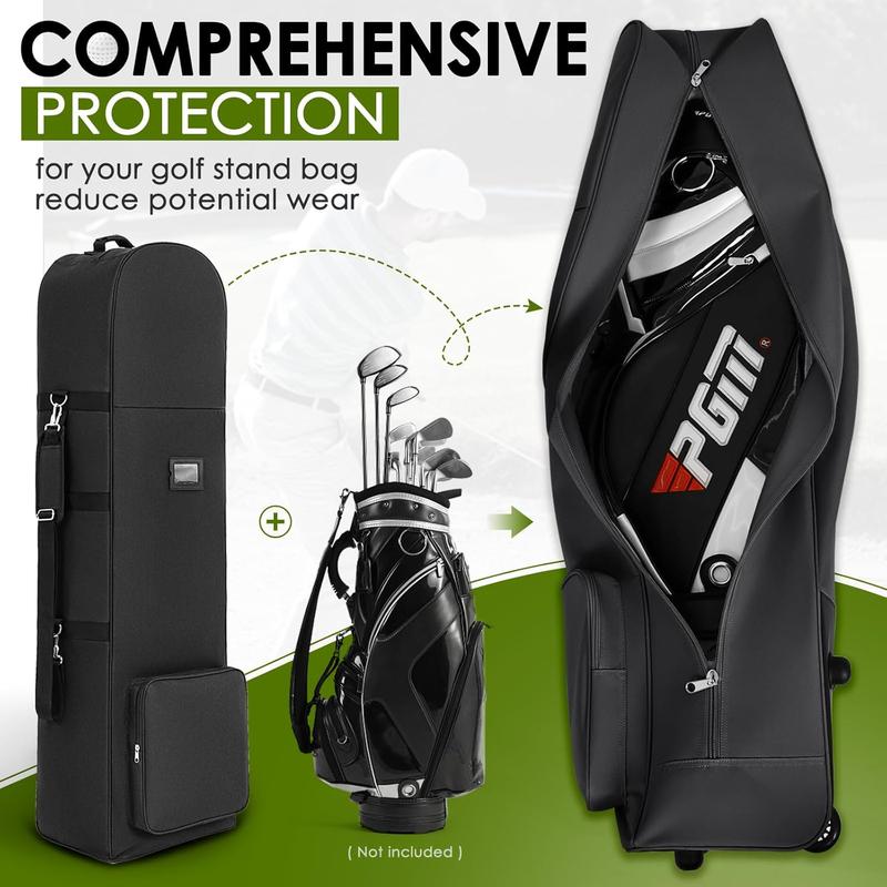 Soft-Sided Golf Travel Bag with Fixed Buckles, 1200D Heavy Duty Polyester Oxford Wear-Resistant, Foldable & Portable Golf Travel Case for Airlines with Wheels