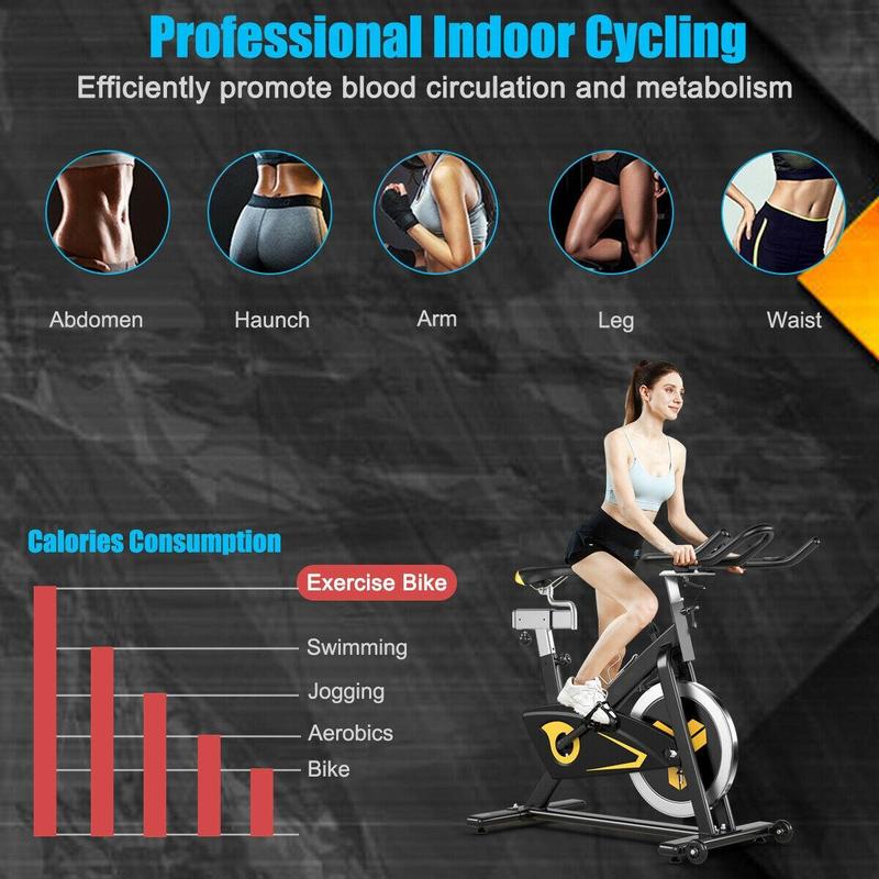 *Giantex*-Exercise Bike Fixed Belt Drive Indoor Bicycle with Heart Rate Monitor