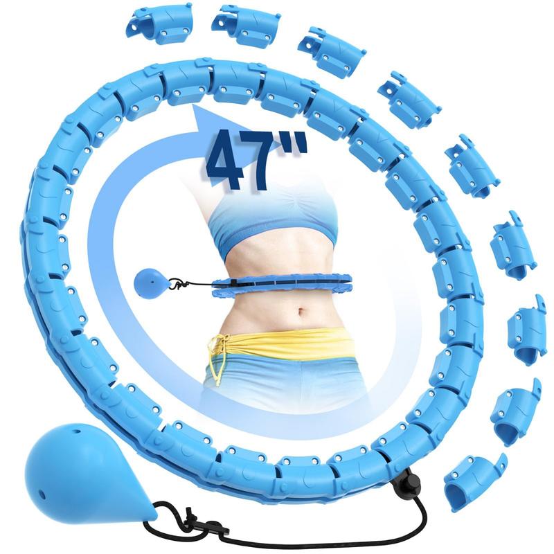 Weighted Hula Circle Hoops for Adults, Fitness Hoop Plus Size 47 Inch, 24 Detachable Links, Exercise Hoop Suitable for Women and Beginners