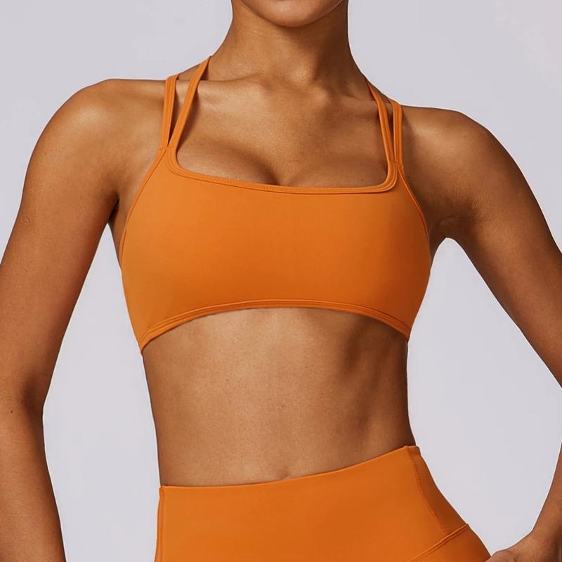 Solid Color Back Cross Straps Women’s Sports Bra