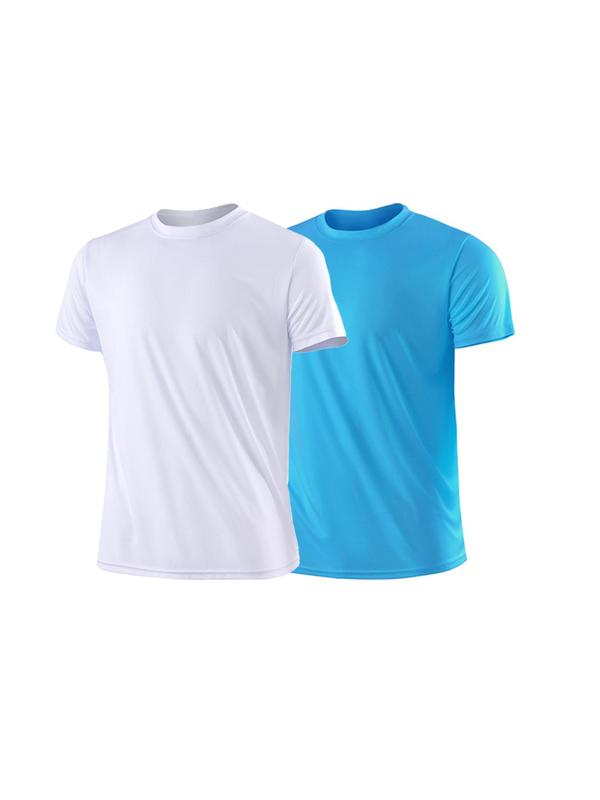 Men's 2pcs Plain Quick Dry Sports Tee, Casual Crew Neck T-Shirt for Outdoor Sports, Men Sport & Outdoor Clothing