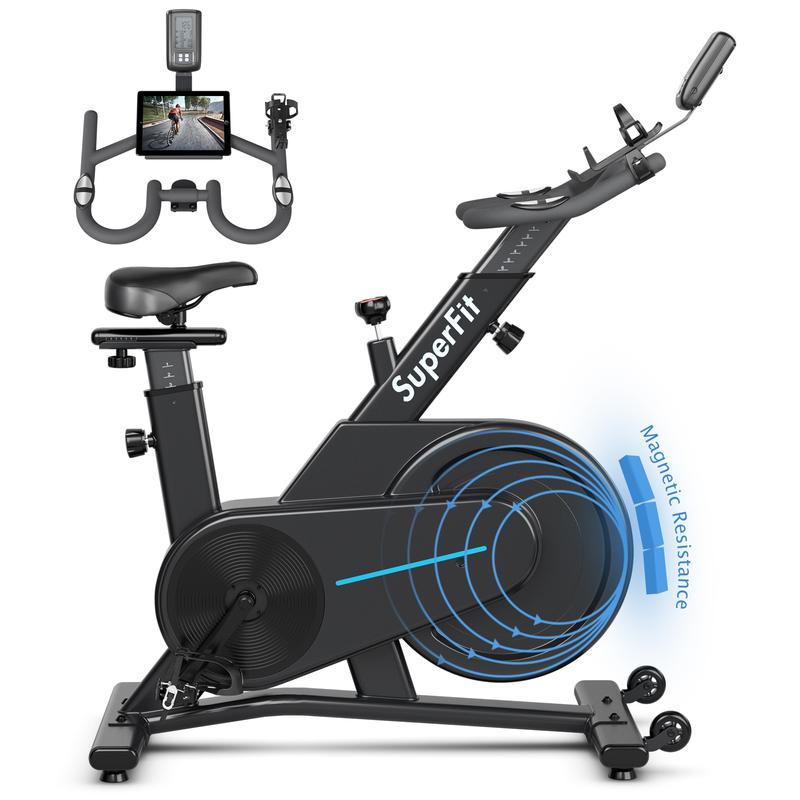 *Giantex*-Exercise Bike Fixed Belt Drive Indoor Bicycle with Heart Rate Monitor