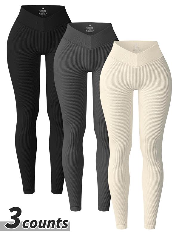 Women's Solid Color High Waist Sports Leggings, Breathable Comfortable High Stretch Yoga Leggings,  Leggings for Women,  Ladies Sportswear for Indoor Outdoor Wear