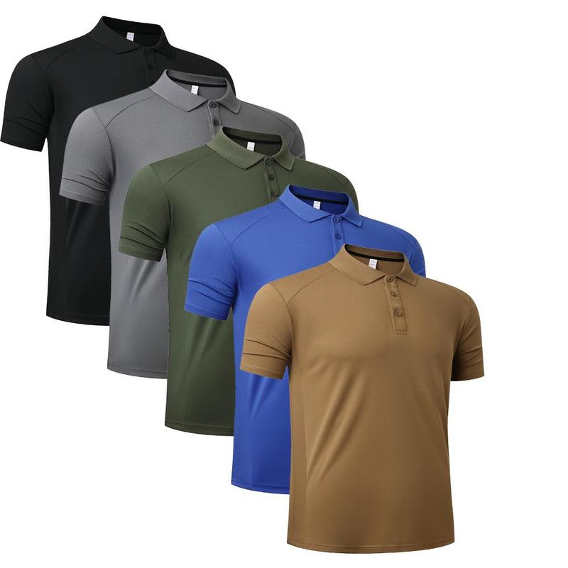 Men's Solid Colour Polo Shirt,Versatile Men's Clothing, Business Sports Men's Tops, High Performance Breathable Sweat Wicking Moisture Tops