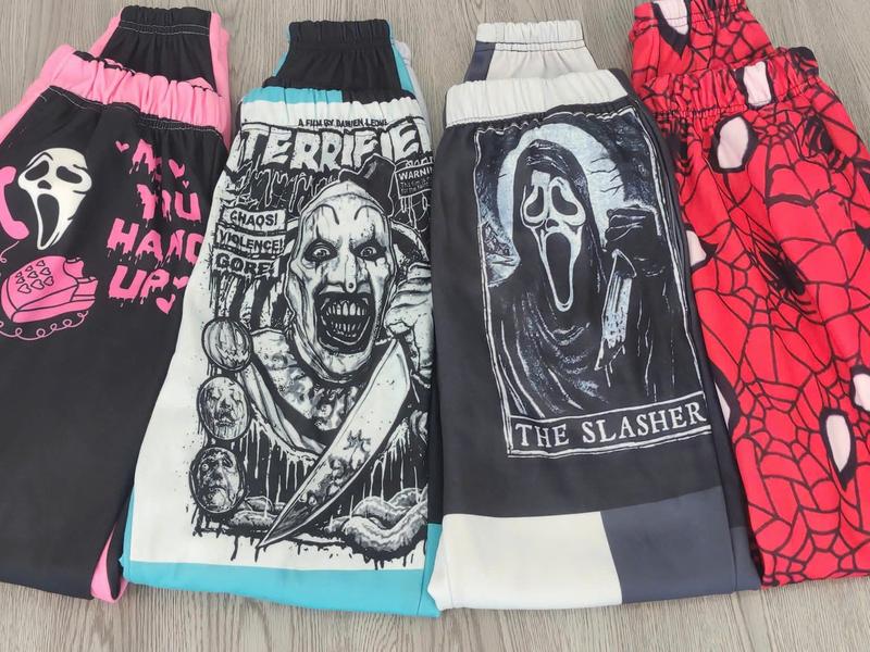 Women's Coraline Sweatpants, Halloween Jogger Pants, Horror Movie Pants, Horror Patchwork Sweatpants, Christmas Jogger Pants, Horror Patchwork Sweatpants, Jogger Pant For Men and Women