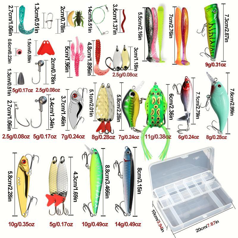 Fishing Lure Set, Fishing Lures with Hooks, Multifunctional Fishing Accessories for Sea Freshwater Lakes Streams, Outdoor Fishing Accessories, Christmas Gift