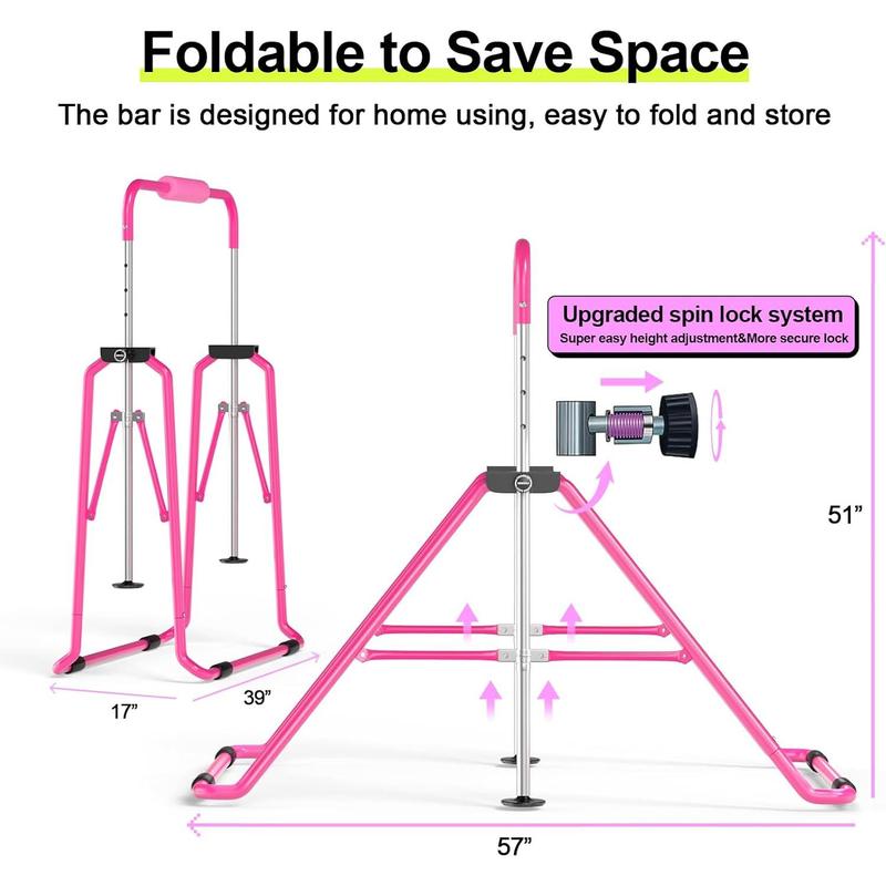 Expandable Gymnastics Bar for  - Height Adjustable Junior  Bar for Home, Folding Gymnastic Horizontal Bars Equipment