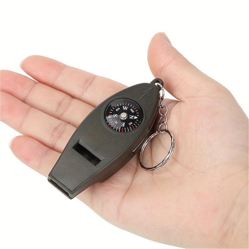 4 in 1 Multifunctional Whistle, Compass & Thermometer & Magnifying Glass Whistle, Portable Whistle Suitable for Camping, Hiking, Fishing