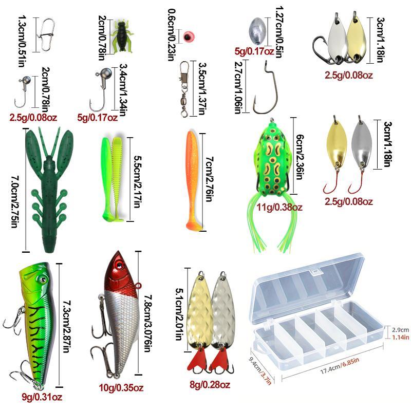 Fishing Lure Set, Fishing Lures with Hooks, Multifunctional Fishing Accessories for Sea Freshwater Lakes Streams, Outdoor Fishing Accessories, Christmas Gift