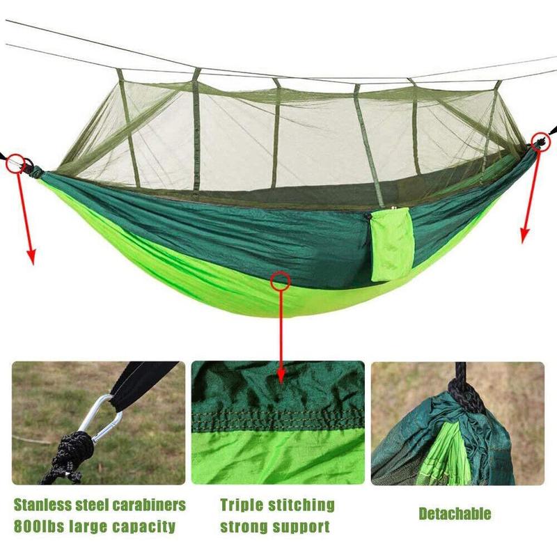 660lbs Portable Double Person Camping Hammock Tent with Mosquito Net Hanging Bed