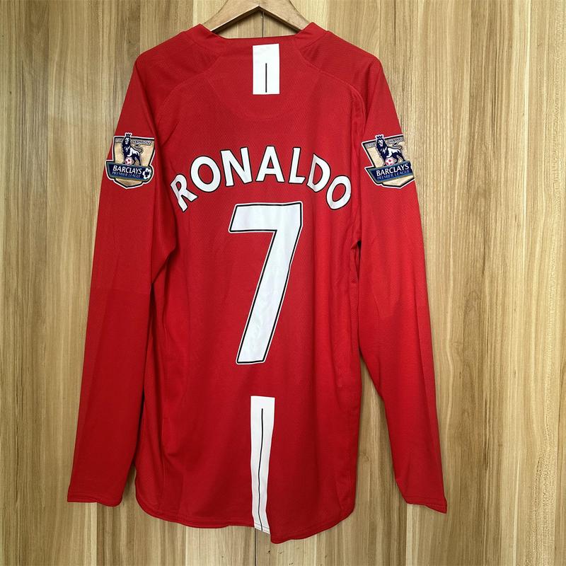 07 08 Retro Ronaldo soccer jersy long sleeve Away red Classic Retro Jersey